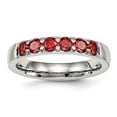 thumbnail image 1 of Auriga Stainless Steel Polished Red CZ 4 mm Band for Women Size 8, 1 of 6