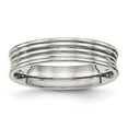 thumbnail image 1 of Auriga Fine Jewelry Stainless Steel Polished Ridged 5 mm Band for Women Size 11, 1 of 6