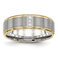 thumbnail image 1 of Auriga Fine Jewelry Stainless Steel Polished Yellow IP-plated w/CZ 6 mm Grooved Band for Women Size 12, 1 of 6