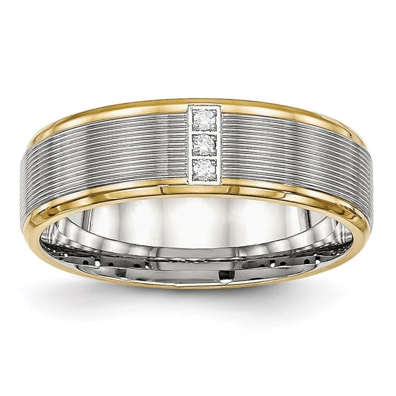 Auriga Fine Jewelry Stainless Steel Polished Yellow IP-plated w/CZ 6 mm Grooved Band for Women Size 12