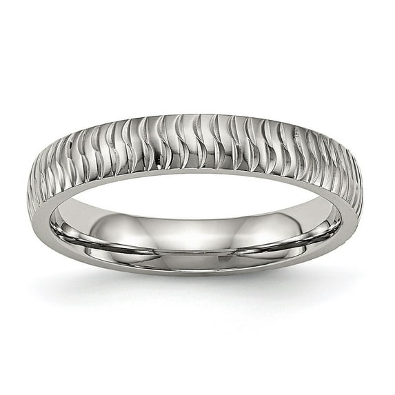 Auriga Stainless Steel Polished and Textured 4 mm Band for Women Size 10.5