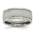 thumbnail image 1 of Auriga Fine Jewelry Stainless Steel Polished and Textured 9 mm Rounded Edge Band for Men Size 13, 1 of 6