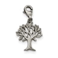thumbnail image 1 of Auriga Fine Jewelry Stainless Steel Polished and Textured Tree of Life w/Lobster Clasp Charm for Women, 1 of 5