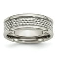 thumbnail image 1 of Auriga Fine Jewelry Stainless Steel Polished w/ Grey Carbon Fiber Inlay 8 mm Band for Women Size 8.5, 1 of 6