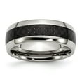 thumbnail image 1 of Auriga Stainless Steel Polished with Black Carbon Fiber Inlay 8 mm Band for Women Size 9, 1 of 6