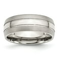 thumbnail image 1 of Auriga Fine Jewelry Stainless Steel Polished with Brushed Edge 8 mm Grooved Band for Women Size 9.5, 1 of 6