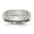 thumbnail image 1 of Auriga Stainless Steel Polished with Satin Center 6 mm Ridged Edge Band for Women Size 11.5, 1 of 1