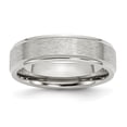 thumbnail image 1 of Auriga Fine Jewelry Stainless Steel Polished with Satin Center 6 mm Ridged Edge Band for Women Size 12, 1 of 7