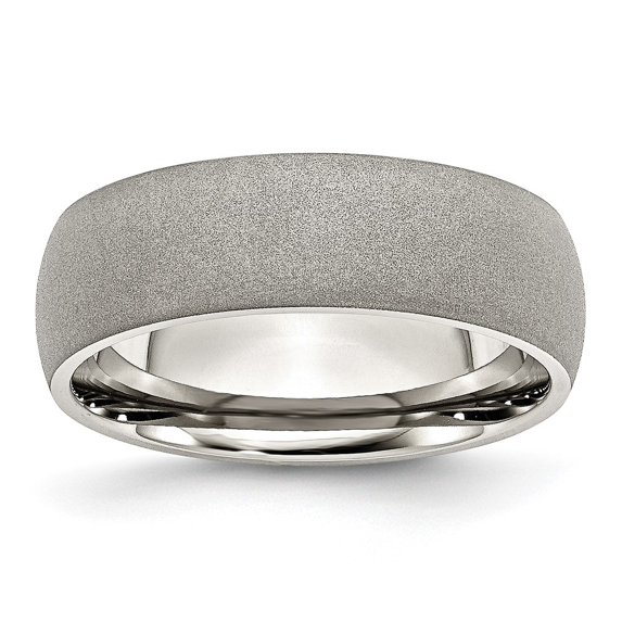 Auriga Fine Jewelry Stainless Steel Polished with Stone Finish 7 mm Band for Women Size 8.5