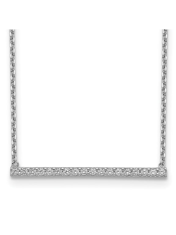 Sterling Shimmer Sterling Silver Rhodium-plated 16.25 inch 19 Stone CZ Bar Adjustable Choker Necklace for Women 16.25"