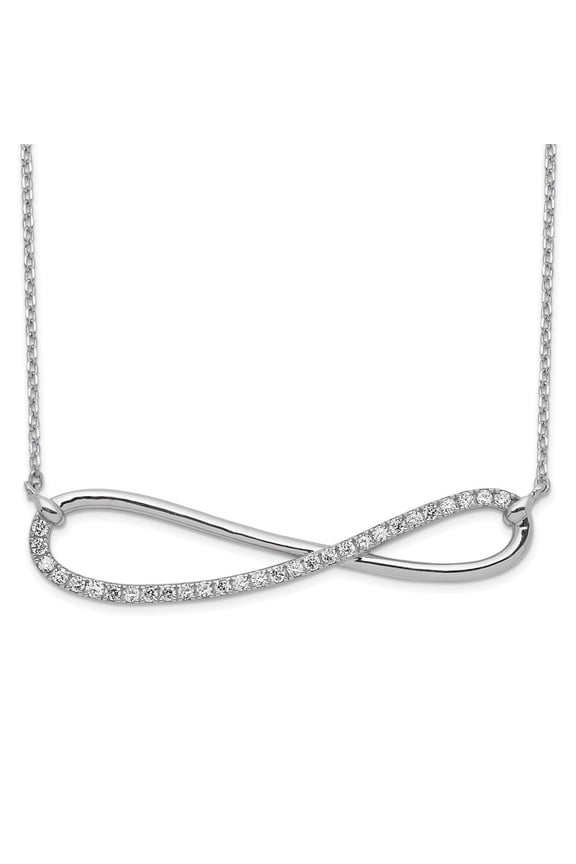 Fine Jewelry 925 Sterling Silver Rhodium-plated 18.5 inch 29 Stone CZ Infinity Symbol Necklace for Women 18.5"
