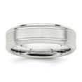 thumbnail image 1 of Auriga Sterling Silver 6 mm Brushed Flat Grooved Fancy Band for Women Size 10.5, 1 of 6