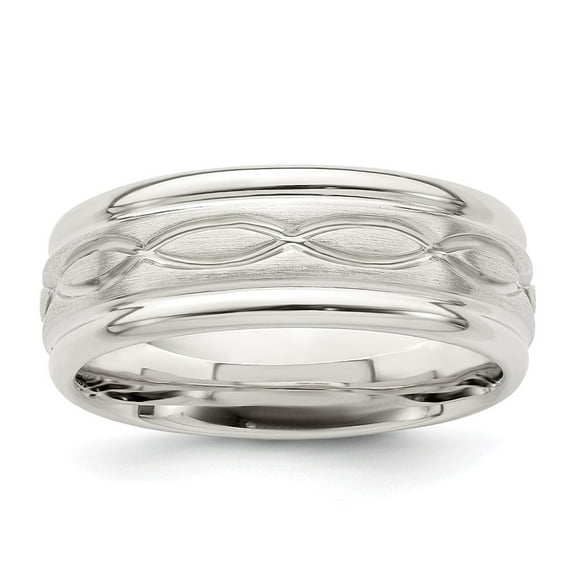 Auriga Fine Jewelry 925 Sterling Silver 7 mm Brushed Flat Beveled Edge Fancy Band for Women Size 10.5