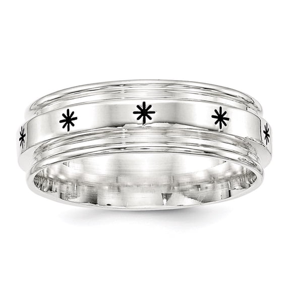 Auriga Fine Jewelry Sterling Silver 7 mm Enamel Fancy Band for Men Size 10.5