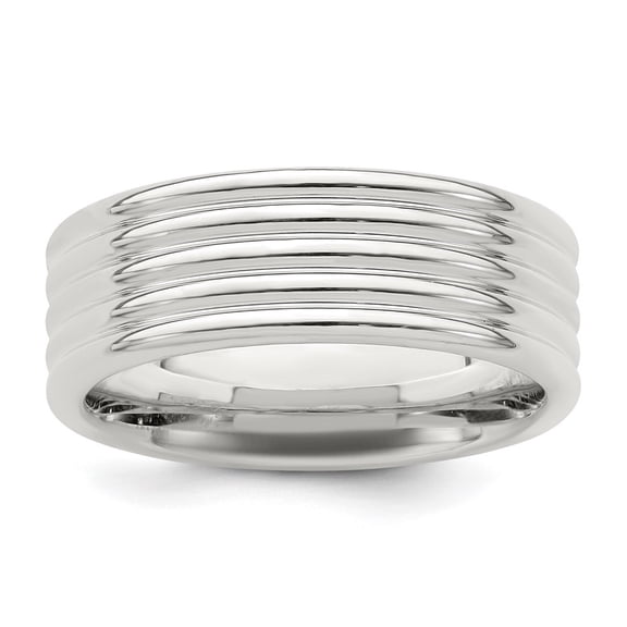 Auriga Sterling Silver 7 mm Polished 5-Row Fancy Band for Mens Size 10