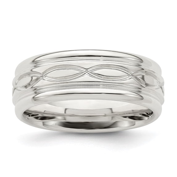 Auriga Fine Jewelry 925 Sterling Silver 7 mm Polished Flat Bevelled Edge Fancy Band for Women Size 7