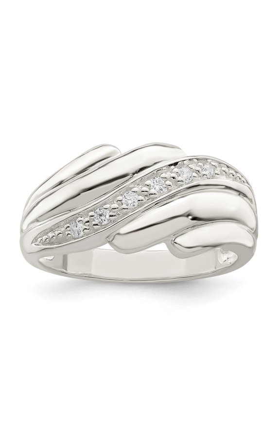 Sterling Silver CZ Wave Ring Size 6