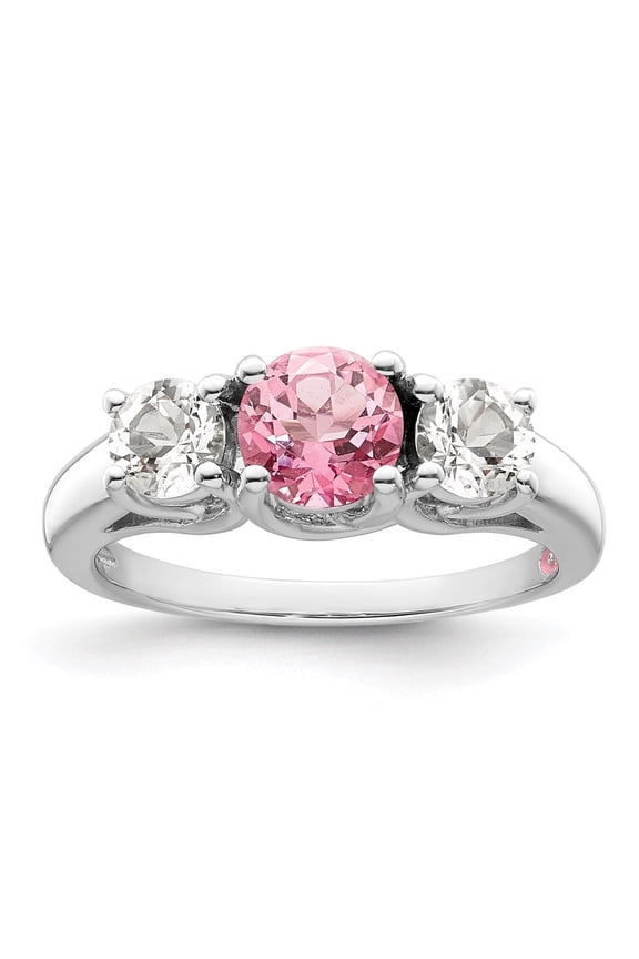 Sterling Silver Rhodium-plated Clear Pink Swarovski Topaz Pamela Ring for Women Size 7