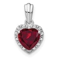 thumbnail image 1 of Auriga Sterling Silver Rhodium-plated Created Ruby and Diamond Pendant for Women (L-18mm, W-9.3mm), 1 of 5