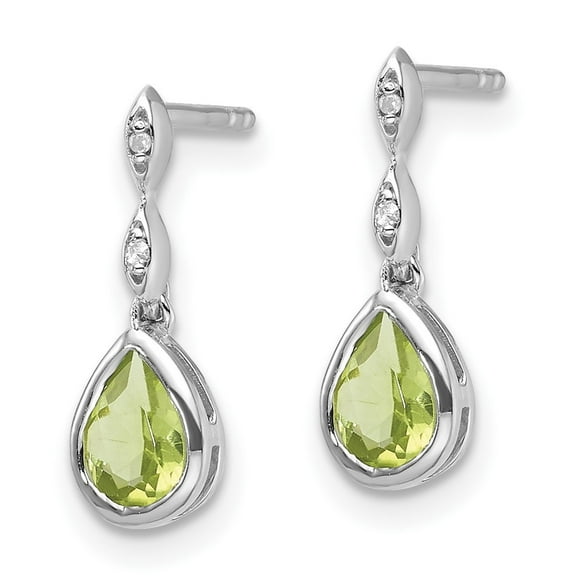Auriga Sterling Silver Rhodium-plated Diamond and Peridot Stud Earrings for Women