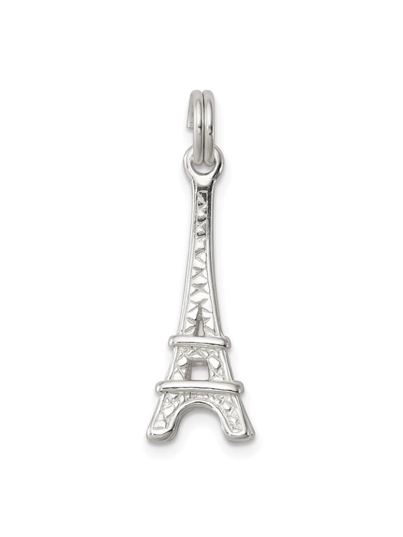 Sterling Silver Rhodium-plated Eiffel Tower Charm for Women Length - 23mm, Width - 8mm