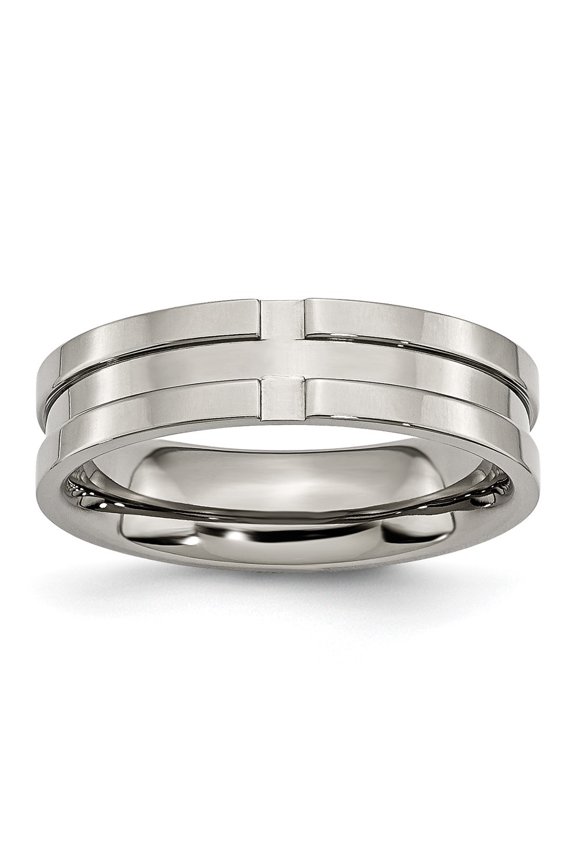 Fine Jewelry Titanium 6mm Grooved Band for Men Size 11