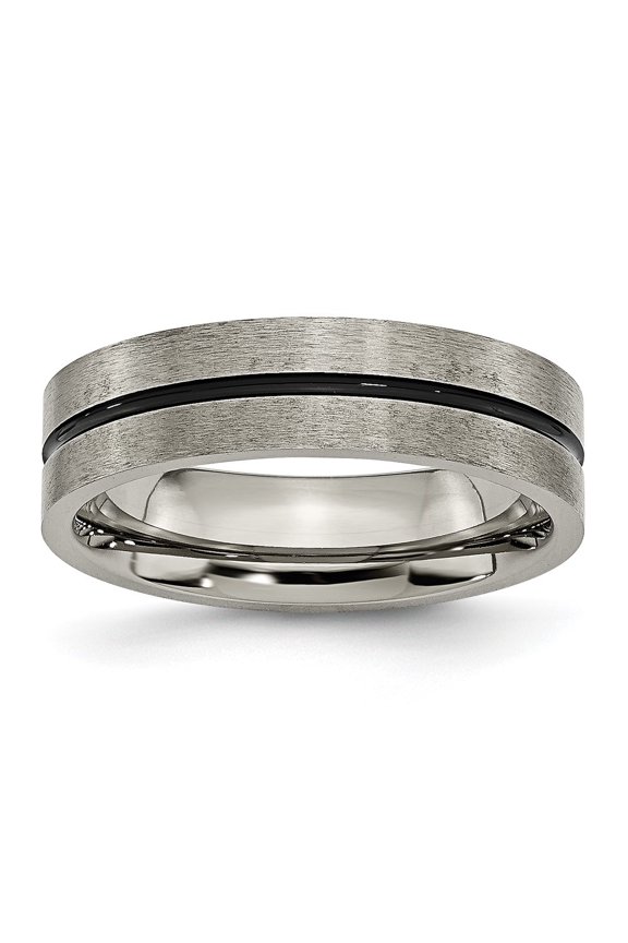 Fine Jewelry Titanium Black Enamel 6mm Band for Men Size 11