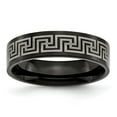 thumbnail image 1 of Auriga Fine Jewelry Titanium Black IP Laser Etched Greek Key 6mm Band for Men Size 8.5, 1 of 6