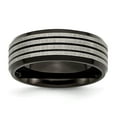 thumbnail image 1 of Auriga Fine Jewelry Titanium Black IP-plated Striped 8mm Band for Men Size 9, 1 of 6