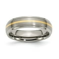 thumbnail image 1 of Auriga Titanium Brushed Center with 14K Gold Inlay 6 mm Ridged Edge Band for Women Size 7, 1 of 6
