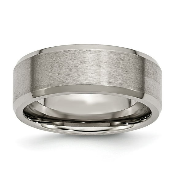 Auriga Titanium Brushed and Polished 8 mm Beveled Edge Band for Women Size 9