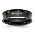 thumbnail image 1 of Auriga Fine Jewelry Titanium Cross Black IP-plated 6mm Concave Band for Men Size- 6.5, 1 of 6
