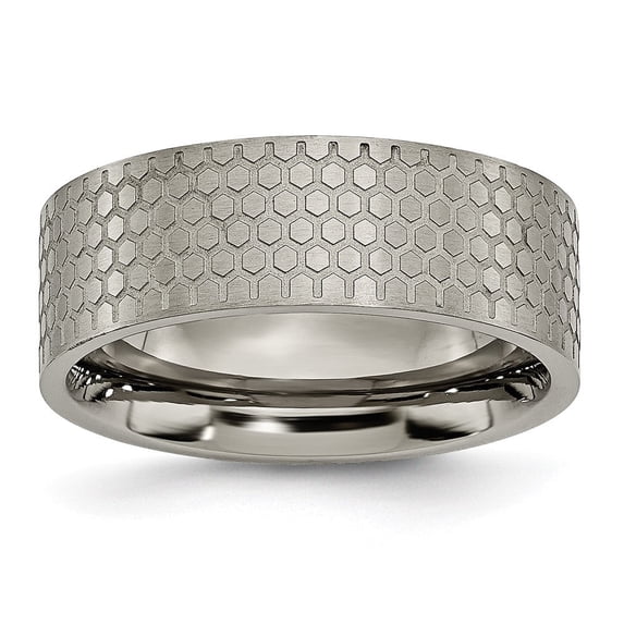 Auriga Fine Jewelry Titanium Patterned 8mm Flat Band for Men Size 10