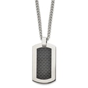 Auriga Titanium Polished with Black Carbon Fiber Inlay Necklace for Mens 24"