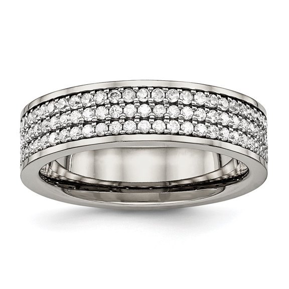 Auriga Titanium Polished with CZ 6mm Flat Band Size 8
