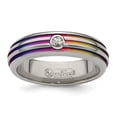 thumbnail image 1 of Auriga Titanium Rainbow Anodized Triple Groove White Sapphire 6mm Band Size 10.5, 1 of 5