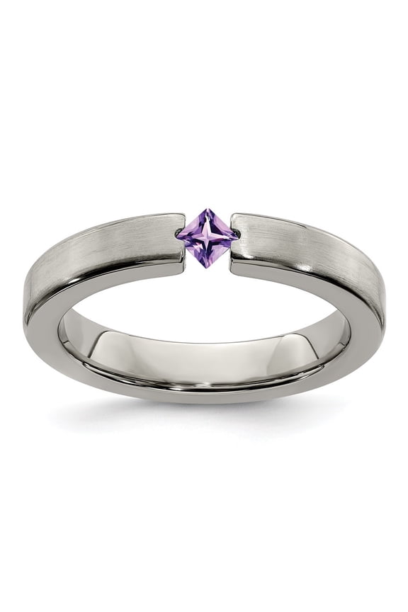 Titanium Satin Amethyst 4mm Band Size 5