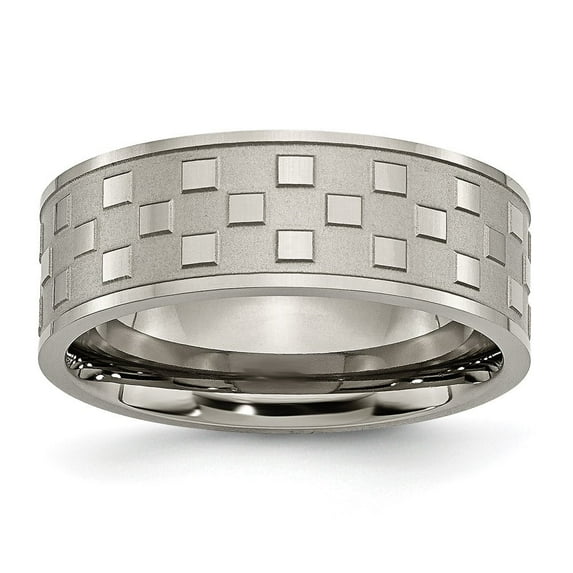 Auriga Fine Jewelry Titanium Satin Checkered 8mm Band for Men Size 11