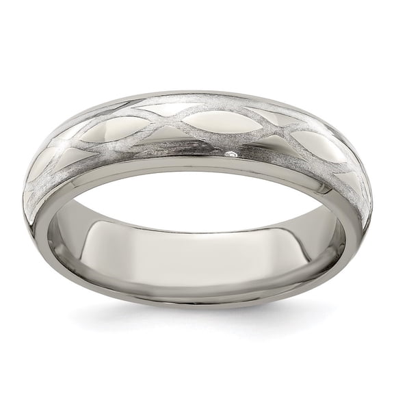 Auriga Titanium & Sterling Silver Brushed & Polished Infinity Ring Size 10