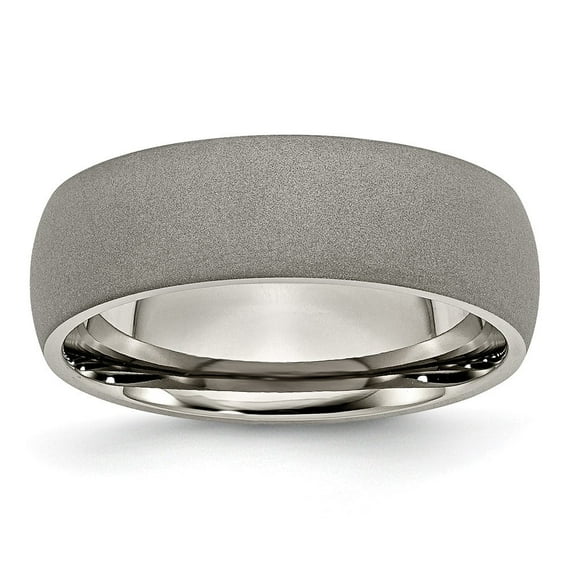 Auriga Fine Jewelry Titanium Stone Finish 7 mm Half Round Band for Women Size 9