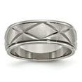 thumbnail image 1 of Auriga Fine Jewelry Titanium X-Design 8mm Satin Center Ridged Edge Band for Men Size 10, 1 of 6