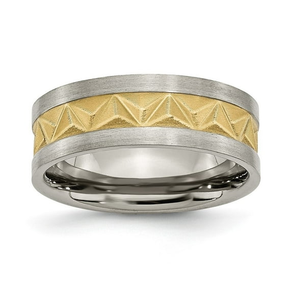 Auriga Fine Jewelry Titanium Yellow IP-plated 8mm Band for Men Size 10.5