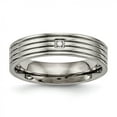thumbnail image 1 of Auriga Fine Jewelry Titanium w/CZ 5mm Grooved Comfort Fit Band for Men Size 7.5, 1 of 6