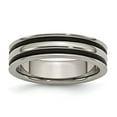 thumbnail image 1 of Auriga Fine Jewelry Titanium with Black Rubber 6mm Grooved Band for Men Size 11.5, 1 of 6