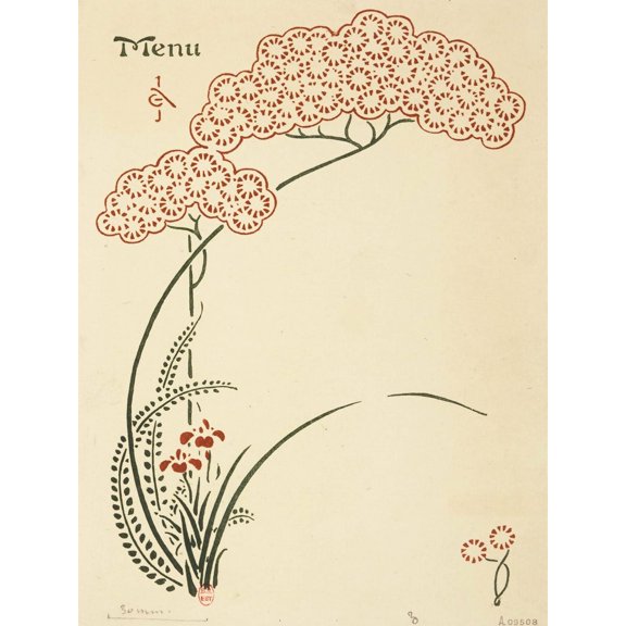 Auriol Iris Flower Japanese Pattern Design Menu Extra Large Art Print Wall Mural Poster Premium XL