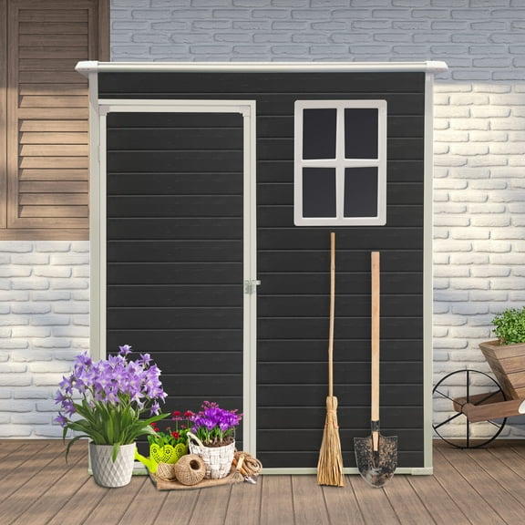 Aurlrtil 5 x 3FT Resin Outdoor Storage Shed Kit-Perfect to Store Patio Furniture,Black