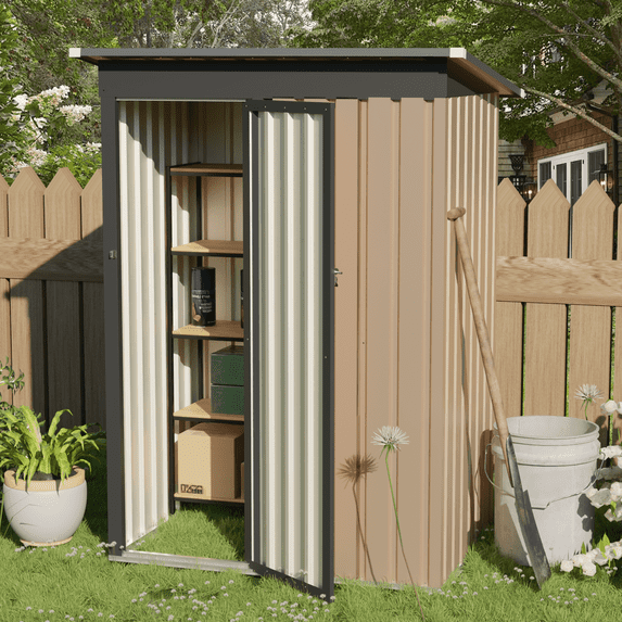 Aurlrtil 5FT x 3FT garden shed with Apex Roof for patio backyard use galvanized steel metal sheds storage house