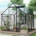 thumbnail image 1 of Aurlrtil 6'X6' Polycarbonate Greenhouse, Aluminum Heavy Duty Walk-in Greenhouses for Backyard, Black, 1 of 7