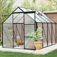 thumbnail image 1 of Aurlrtil 8'x6' Polycarbonate Greenhouse, Large Aluminum Walk-in Green House with Adjustable Roof, Black, 1 of 10