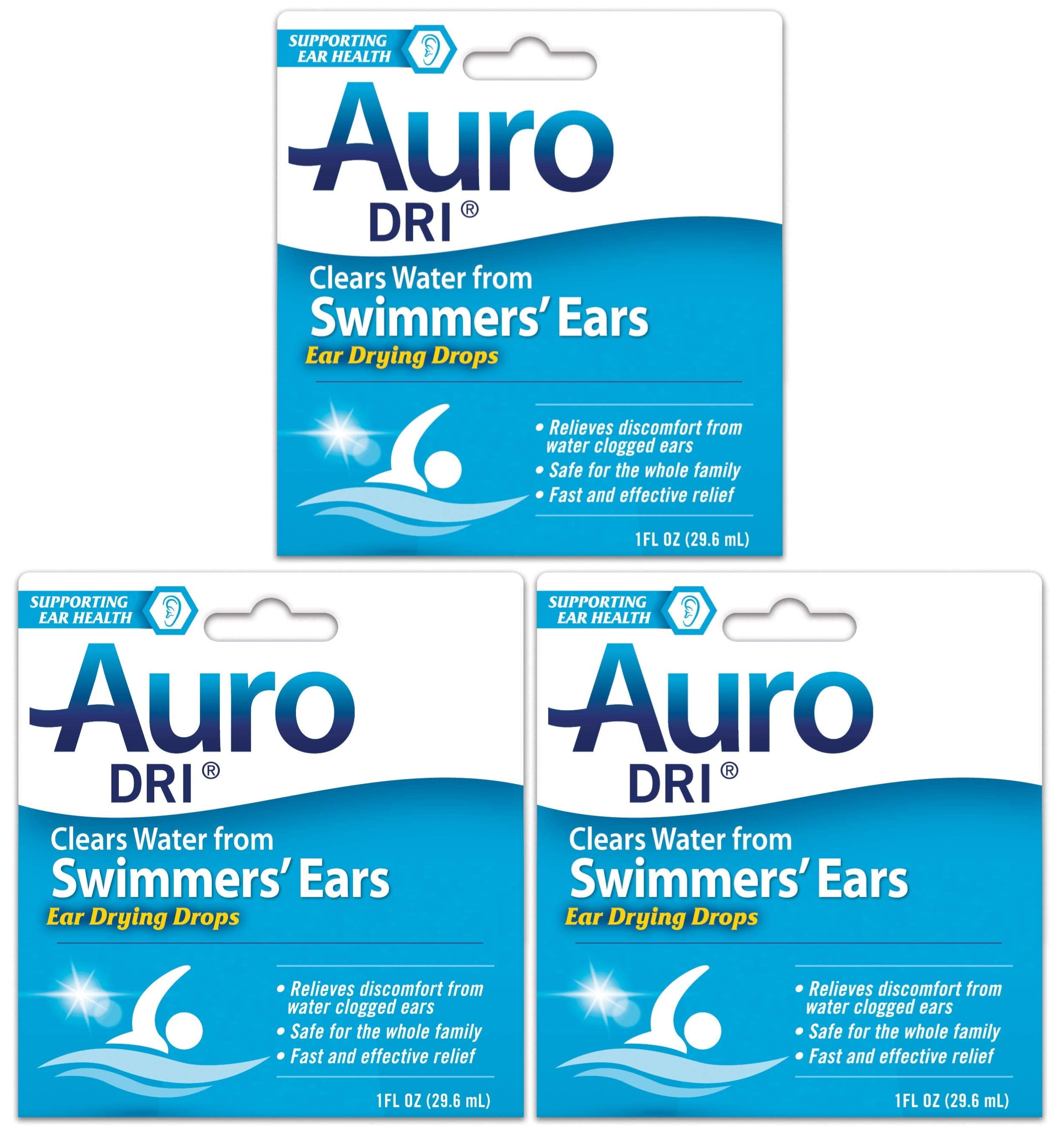 Auro Dri Ear Drying Drops For Swimmer's Ear, 1 oz, 3 Pack